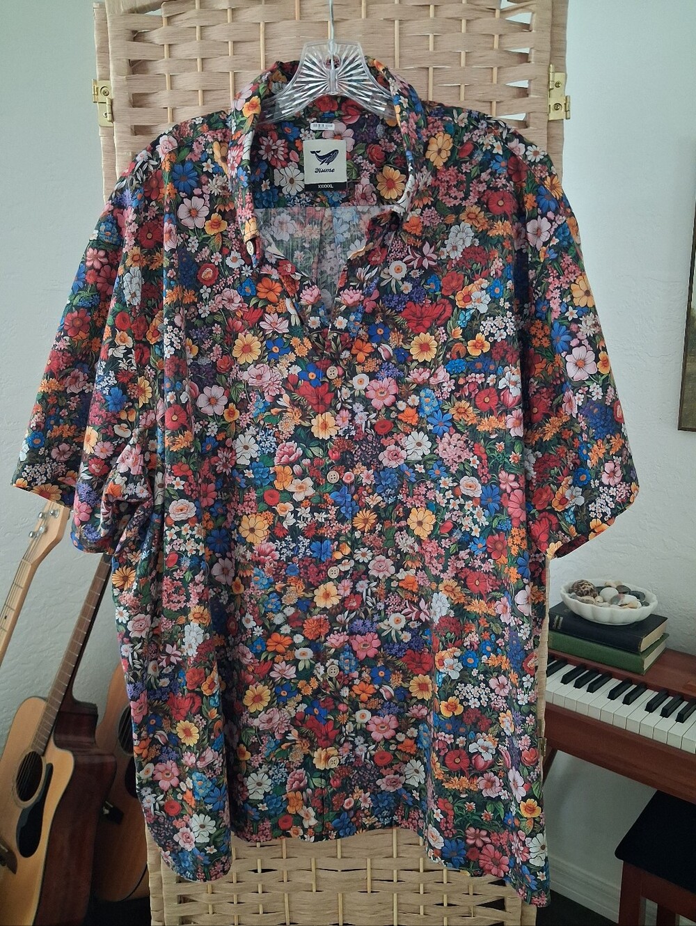 Yiume Short-Sleeve Button-Down Among The Flowers Shirt Print Men's 5XL